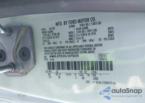 2020 Ford Transit Connect Xl from USA, damaged, VIN NM0LS7E23L1475230